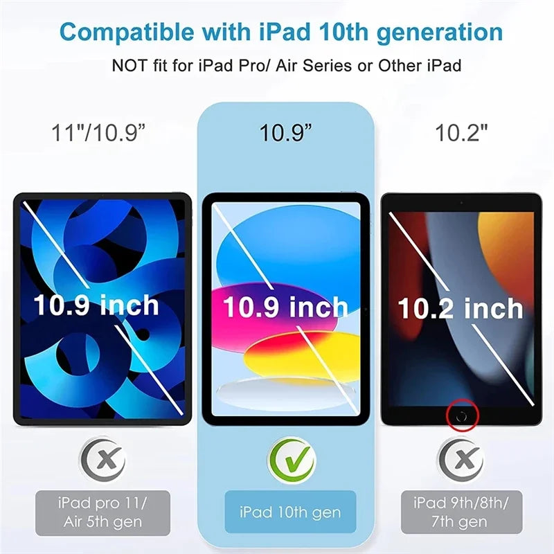 2PCS Glass Screen Protector & Tablet Case for iPad 10.2/10.9/11 Inch