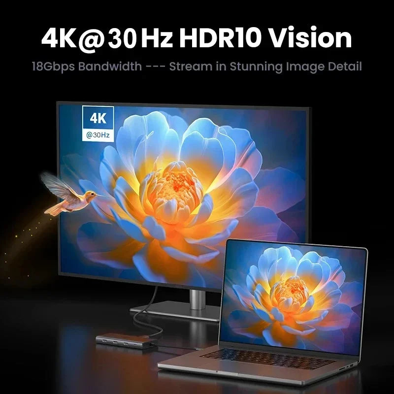 10-in-1 USB-C Hub Docking Station with 4K HDMI, PD100W, RJ45 Ethernet