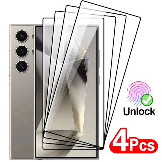 4-Pack Full Cover Tempered Glass for Samsung Galaxy S24/S25 Ultra/Plus