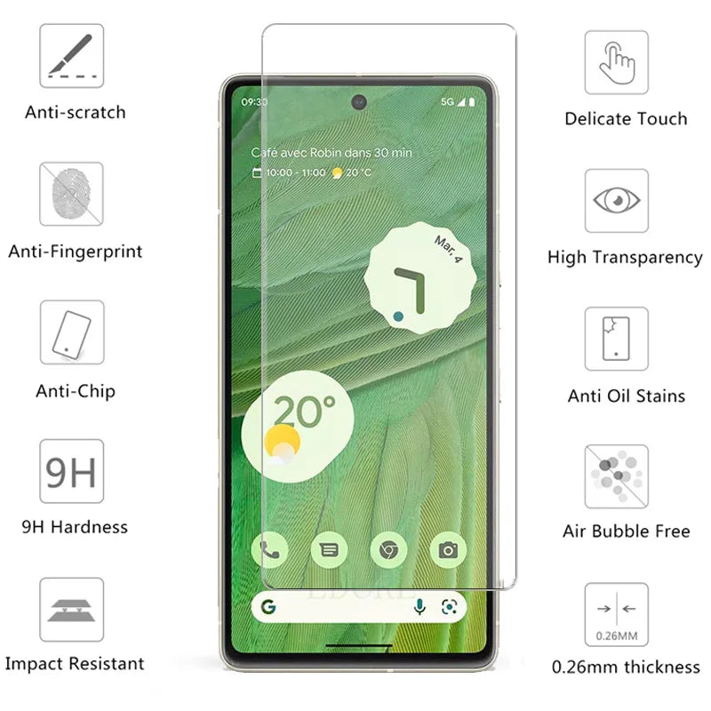 4PCS Tempered Glass Screen Protector for Google Pixel 9 8 7 6 5 4 XL 3 Series