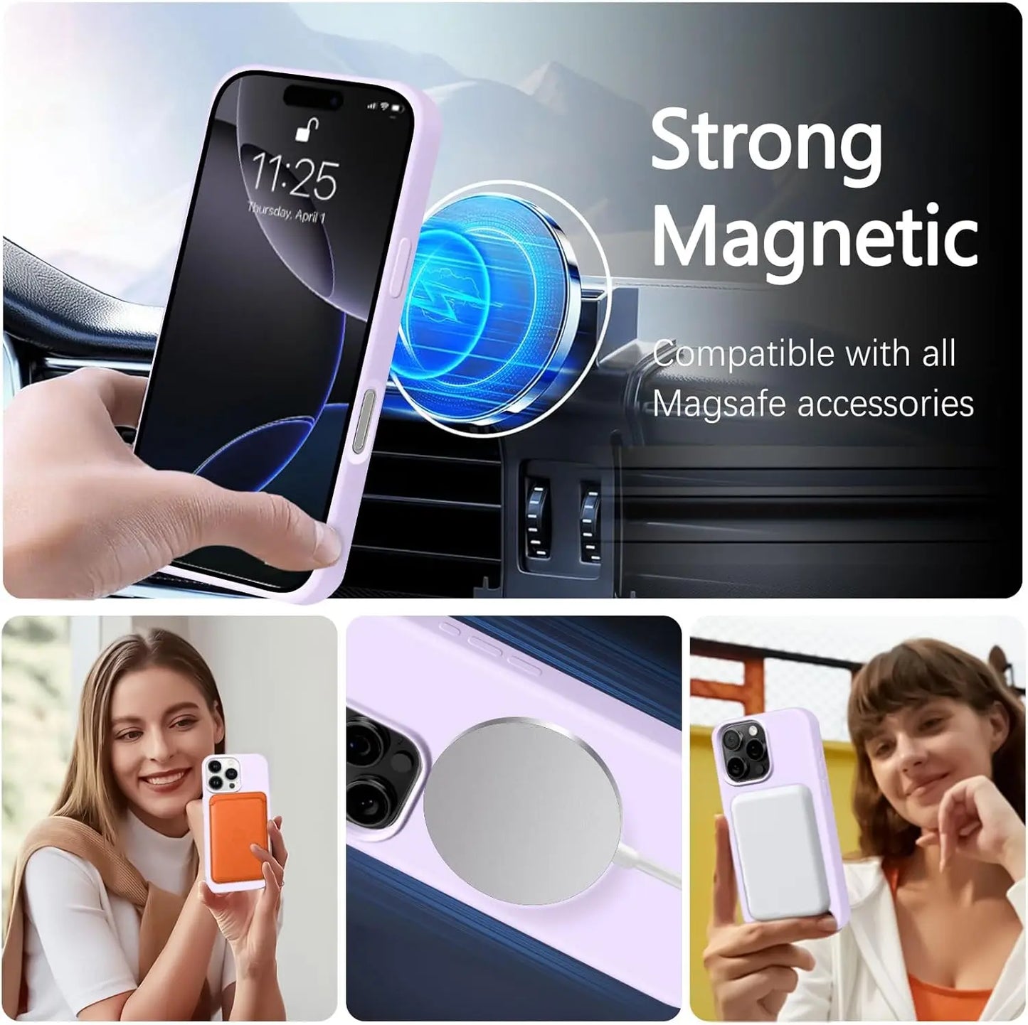 MagSafe Silicone Case with Lanyard for iPhone 15/16 Plus & Pro Max