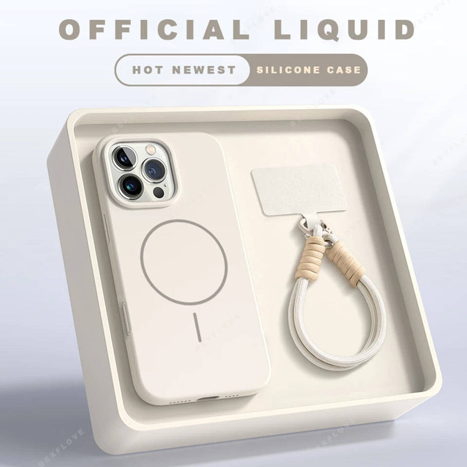 MagSafe Silicone Case with Lanyard for iPhone 15/16 Plus & Pro Max