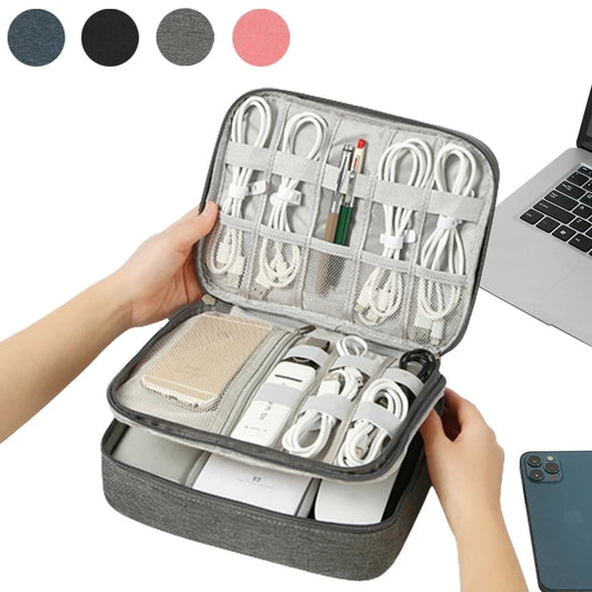 Waterproof Travel Cable Organizer Bag – USB Charger & Wire Storage Case